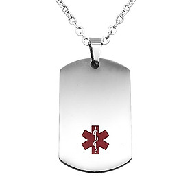 Stainless Steel   ID  Dog Tag Pendant Necklace Unisex