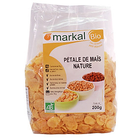 Ngũ cốc bắp (ngô) Hữu Cơ cán dẹp MARKAL túi 200g-Hàng nhập khẩu chính hãng từ Pháp