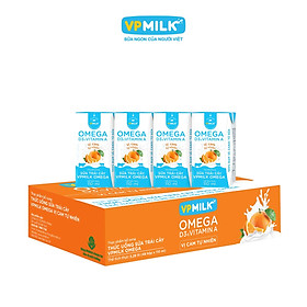 Sữa trái cây VPMILK Omega vị CAM tự nhiên cho bé trên 1 tuổi hộp 110ml (Thùng 48 hộp)