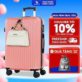 Vali du lịch BAMOZO 8801 MÀU VÀNG HỒNG size 2024,  vali kéo nhựa được bảo hành 5 năm. - Vàng hồng thường  - size 24