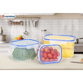 Mua Bộ 3 hộp đựng bảo quản thực phẩm để tủ lạnh có nắp khóa gioong silicon kín chắc chắn cao cấp MHVN 6532