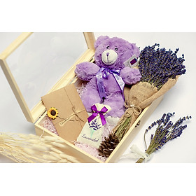 Set vỏ hộp tiến thưởng mộc hoa Lavender thời thượng nhập vào Pháp Wooden Bear tặng bạn nữ, tình nhân thời gian 20/10, valentine