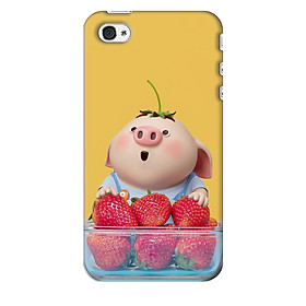 Ốp lưng nhựa cứng nhám dành cho iPhone 4S in hình Heo Con Dâu Tây