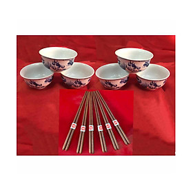 Mua Bộ 6 bát cơm & 6 đôi đũa gỗ cẩm đũa đẹp đũa sạch