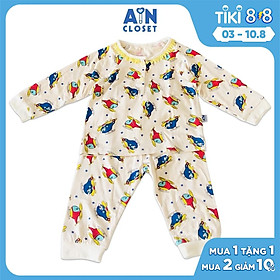 Bộ dài bé gái họa tiết May bay trực thăng thun cotton - AICDBGHOPQJZ - AIN Closet