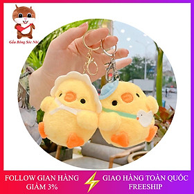 Móc khóa gấu bông gà con treo balo túi xách phong cách Hàn Quốc xinh xắn