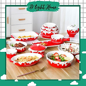 Mua Bộ sưu tập bát đĩa Strawberry dâu sữa bằng sứ cao cấp