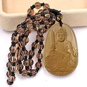 Vòng cổ Văn Thù Bồ Tát thạch anh khói 5 cm DHBNN3