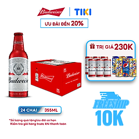 Thùng 24 Chai Budweiser Aluminum Chính Hãng (355ml/ chai)