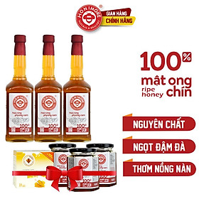 Combo 3 chai mật ong chín HONIMORE Rừng Phương nam 630g - TẶNG 3 hũ mật ong nguyên chất 360g