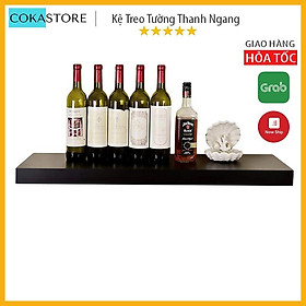 Thanh Ngang Treo Tường Kết Cấu Giấu Chân Sang Trọng, Kích Thước 60x20 (Màu Đen), Gỗ dày 2.5cm