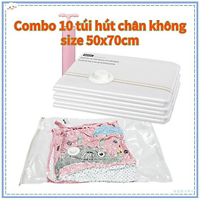 Combo 10 Túi Hút Chân Không Size 50x70cm Đựng Quần Áo Size Vali Du Lịch Tiết Kiệm Không Gian