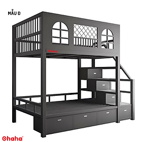 Mua  Kèm Ảnh Thực Tế - Miễn phí vận chuyển & Lắp đặt  GIƯỜNG TẦNG THÔNG MINH KHUNG SẮT OHAHA - GTS002