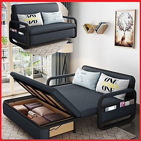 Sofa Giường Gấp Gọn Đa Năng. Giường Sofa Thông Minh Có Hộc Chứa Đồ. KT 1m28 x 1m9 Tặng Kèm 2 Gối