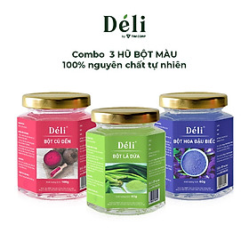 Bột củ dền 100gr+ Bột lá dứa 60gr+ Bột hoa đậu biếc 60gr DéliHSD 18 tháng