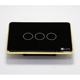 Mua Công tắc LUMI 3 nút kính phẳng viền bo champagne điều khiển nhà thông minh qua APP