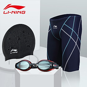 Li Ning LI-NING swimming trunks goggles swimming cap five points suit men's swimming trunks swimming goggles fashion swimming equipment LN55-169 black XXXL myopia 400 degrees