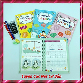 Hình ảnh Combo vở luyện viết chữ số nét cơ bản đẹp thần kỳ - tặng kèm bút viết mực tự bay dùng mãi mãi