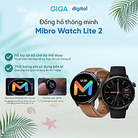 Mua Đồng hồ thông minh  Mibro Lite 2  | Hỗ trợ nghe gọi Bluetooth | 2 Dây thay thế | Thời lượng pin Chế Độ Cơ Bản 60 Ngày | BH 12 Tháng - Hàng nhập khẩu