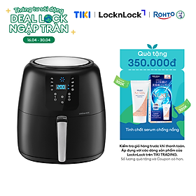 Nồi Chiên Không Dầu Điện Tử Lock&Lock EJF296BLK (7.2 Lít) - Kèm Chảo Nướng - Hàng Chính Hãng