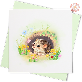 Thiệp Giấy Xoắn Nghệ Thuật - Chú Nhím Nhỏ - Little Hedgehog - Animals - 15 x 15 - VN2XM115E53NN
