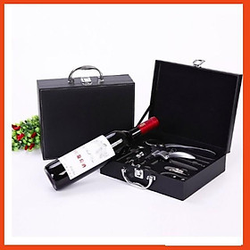 Khuyến mãi - Hộp dụng cụ khui champagne chuyên nghiệp - Black Leather Box