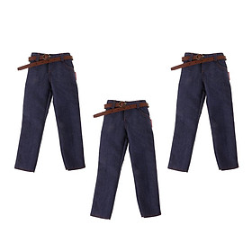 3 Piece 1/6 Scale Male Classic Denim Jeans Pants for 12'' Action Figure Body