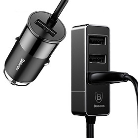 Mua Bộ tẩu sạc đa năng dùng cho xe hơi Baseus LV111 (5.5A  4 Port USB  Cáp dài 1.5M dùng cho cả ghế trước và sau xe) - Hàng Chính Hãng