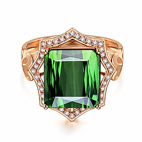 Nhẫn Ngọc Lục Bảo Hình Vuông Mạ Vàng 18K 8 Carat QYP0023