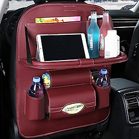 Túi da PU đựng đồ treo sau ghế ô tô, xe hơi, Túi để đồ trên xe treo lưng ghế đa năng tích hợp bàn ăn