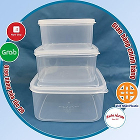 Bộ 3 hộp nhựa chữ nhật Việt Nhật đựng thực phẩm, Hộp bảo quản thức ăn