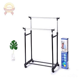 Mua Giá phơi quần áo thông minh Giàn đôi treo đồ inox không gỉ bánh xe di động tiện lợi đa năng để ban công