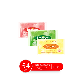 Combo 54 Gói Khăn Giấy Bỏ Túi LET-GRREN, 10 Tờ/Gói