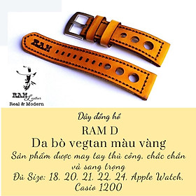 Dây đồng hồ da bò vegtan thảo mộc RAM Leather D33 bền chắc - tặng khóa chốt và cây thay dây