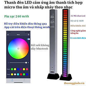 Thanh Đèn Led RGB Nháy Theo Nhạc, Cảm Ứng Âm Thanh Bar-Light,Led Trang Trí Trên Máy Tính, DECOR phòng,ôtô