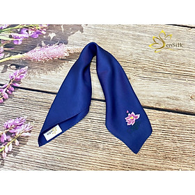 Khăn Tay Thêu Sen Silk 100% Lụa Tơ Tằm Thuần Việt - Silk Handkerchief Hand Embroidery - Pocket Square Silk Handmade - Quà Tặng Đối Tác