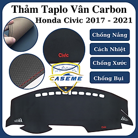 Thảm da taplo vân carbon cao cấp dành cho xe Honda Civic 2017 - 2021