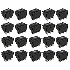 20x Rocker Switch Black DPDT on/OFF/on 6 PIN AC 250V/10A 125V/15A, Black