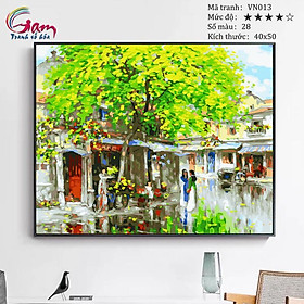 Mua Tranh tô màu theo số sơn dầu số hóa Tranh phong cảnh Việt Nam Phố cổ mùa hạ mã VN013
