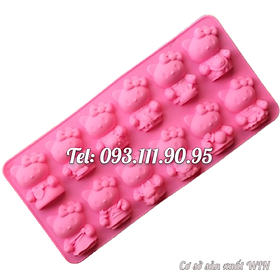 Mua Khuôn silicon làm rau câu  socola 12 mèo Kitty - Mã số 1047