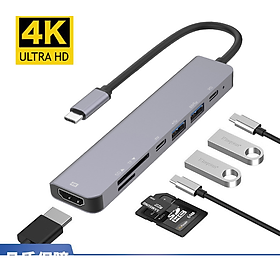 Mua Hub USB Type-C 7in1 Cổng HDMI 4K 60Hz/ USB 3.0/ SD/ TF/ PD  - 7in1-1 60Hz - Hàng nhập khẩu