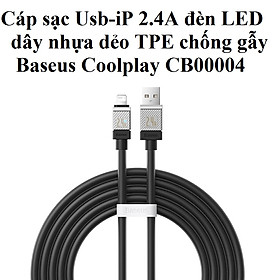 Cáp sạc và dữ liệu Usb-iP 2.4A đèn LED dây TPE dẻo siêu bền Baseus Coolplay CB00004 - Hàng chính hãng