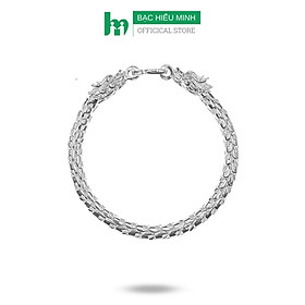 Lắc Tay Nam Bạc Ta Vẩy Rồng Hai Đầu Rồng Nam Tính Đơn Giản BẠC HIỂU MINH LTN042
