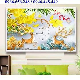 Mua Tranh thêu chữ thập đồng hồ con hươu lộc phát LV3348 chưa thêu