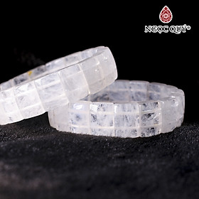 Vòng tay bản vuông đá thạch anh ưu linh trắng mệnh thủy kim - Ngọc Quý Gemstones