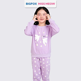 Bộ quần áo nỉ cho bé gái size đại Bigfox Miss Meow thu đông dài tay mặc nhà cỡ trẻ em 3-11 tuổi 35kg