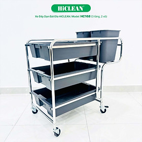Mua Xe đẩy dọn bát đĩa nhà hàng HiClean HC168 - 3 tầng  khung inox