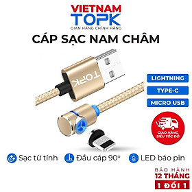 Mua Dây sạc nam châm đầu nối vuông góc TOPK AM30 Đèn LED - Hàng chính hãng