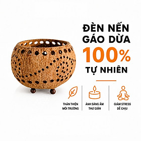 Đèn Nến Gáo Dừa ANKAN Họa Tiết Xoắn Ốc Tealight Decor Handmade Vintage – Trang Trí Spa, Cafe, Thư Giãn