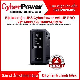 Mua Bộ lưu điện UPS CyberPower VALUE Pro VP1600ELCD - 1600VA/960W - Tích hợp điều khiển Nas  pc  Màn hình hiển thị LCD  dòng sản phẩm cao cấp - Hàng Chính Hãng